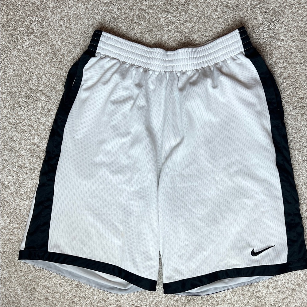 Nike Men's Athletic Shorts in White with Black Trim